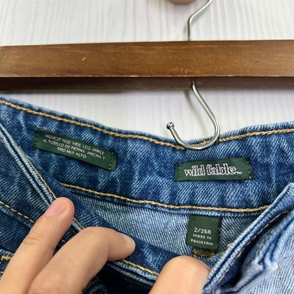 Wild Fable - Two Tone Leg  Fun High Rise Waisted Wide Leg Ankle Jeans Size 2 - Picture 7 of 12